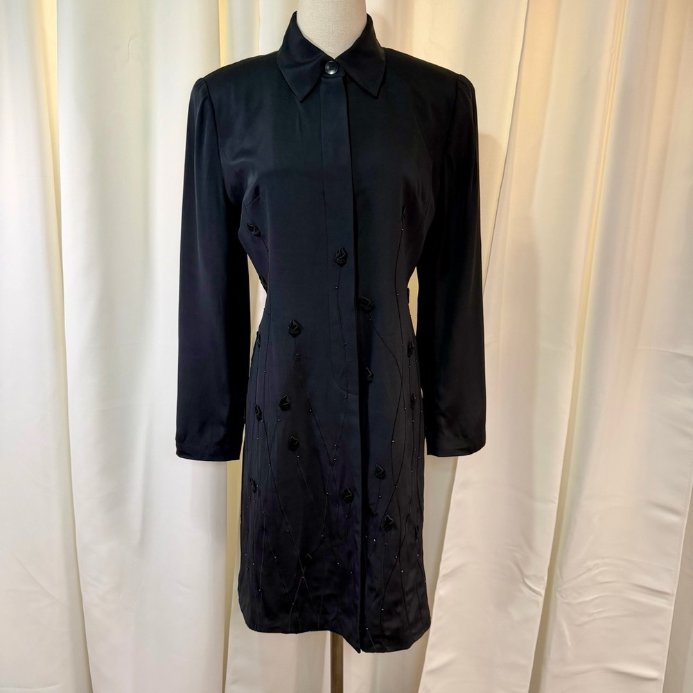 Cache Gold Label Vintage Y2K Floral Bud & Crystal Embroidered Coat & Skirt Set M - Picture 5 of 16